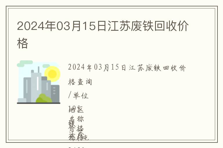 2024年03月15日江蘇廢鐵回收價格