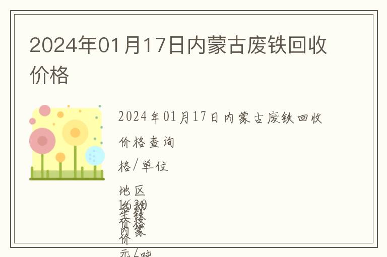2024年01月17日內蒙古廢鐵回收價格