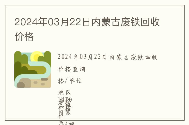 2024年03月22日內(nèi)蒙古廢鐵回收價(jià)格