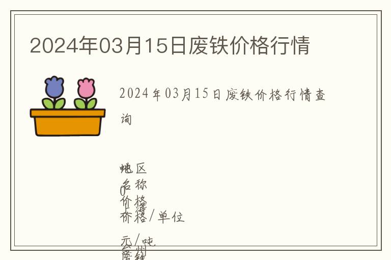 2024年03月15日廢鐵價(jià)格行情