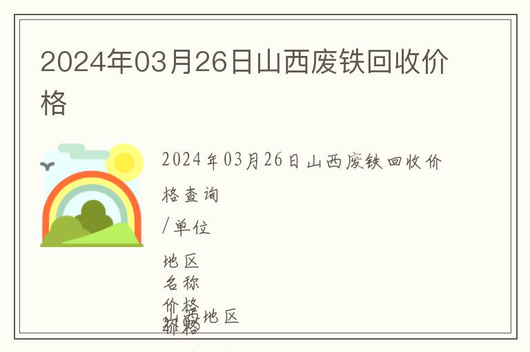 2024年03月26日山西廢鐵回收價格