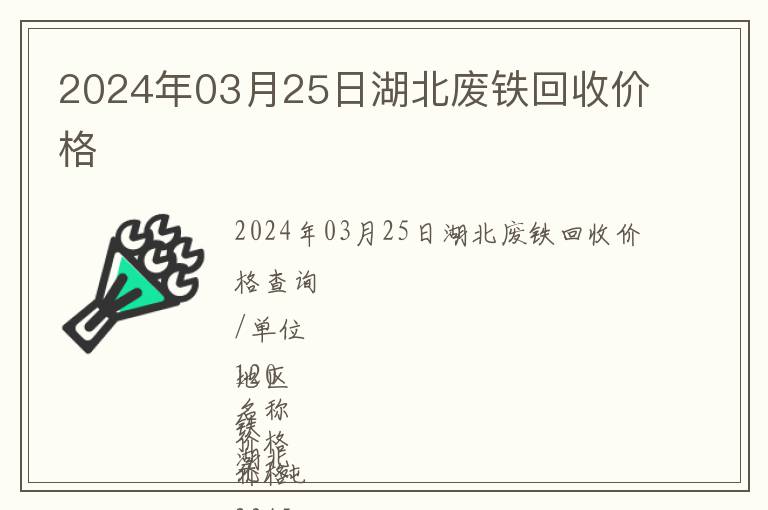 2024年03月25日湖北廢鐵回收價格