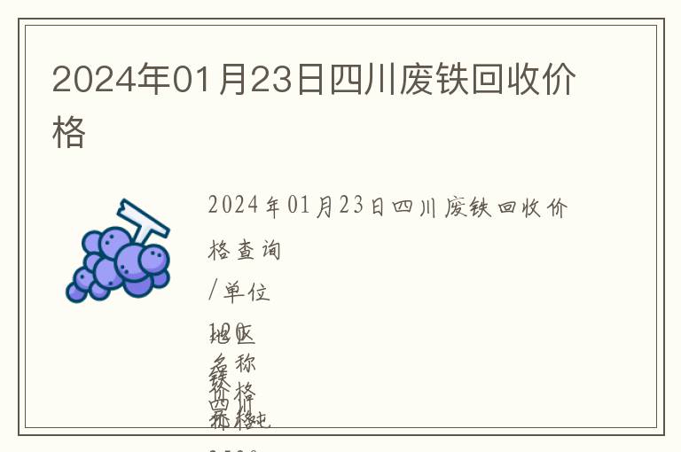 2024年01月23日四川廢鐵回收價(jià)格