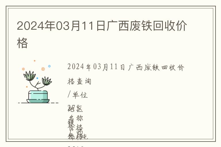 2024年03月11日廣西廢鐵回收價格