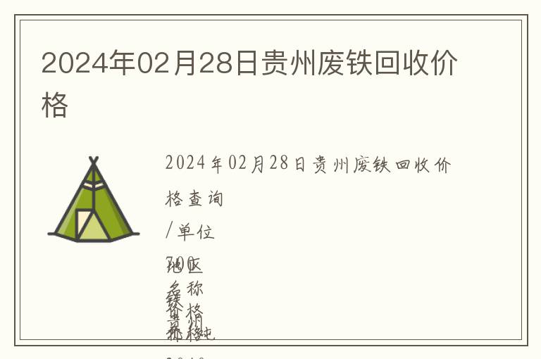 2024年02月28日貴州廢鐵回收價格
