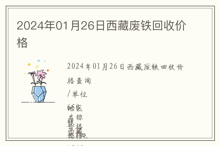2024年01月26日西藏廢鐵回收價格