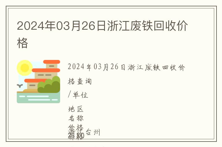 2024年03月26日浙江廢鐵回收價(jià)格