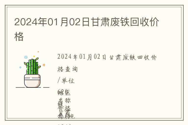 2024年01月02日甘肅廢鐵回收價格