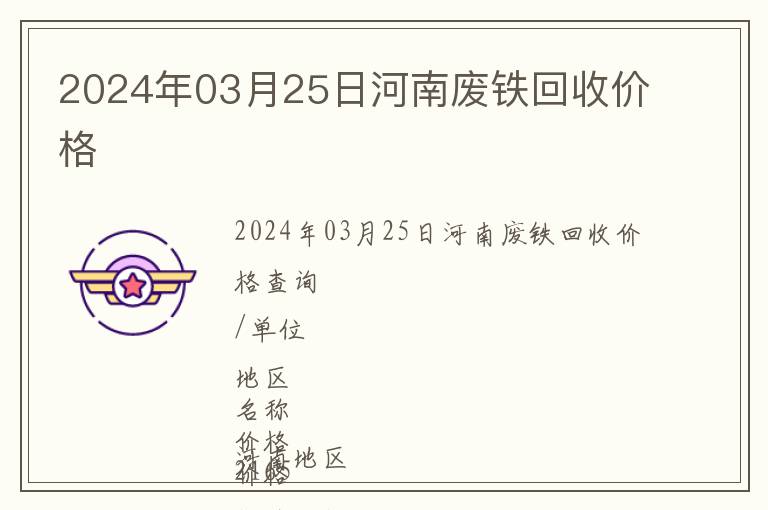 2024年03月25日河南廢鐵回收價格