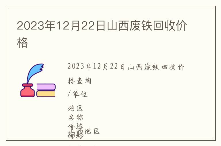 2023年12月22日山西廢鐵回收價格
