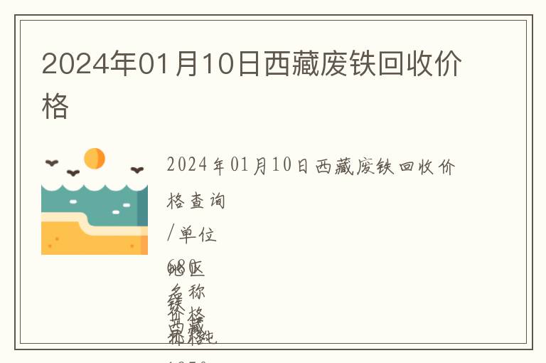 2024年01月10日西藏廢鐵回收價格