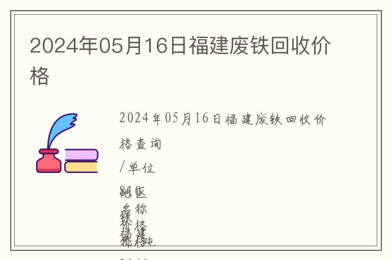 2024年05月16日福建廢鐵回收價格
