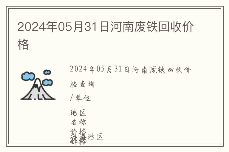 2024年05月31日河南廢鐵回收價格