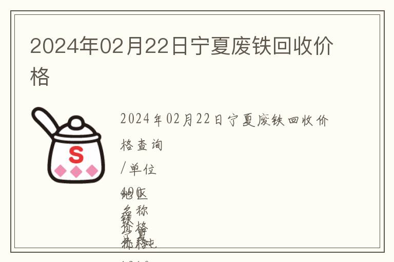 2024年02月22日寧夏廢鐵回收價(jià)格