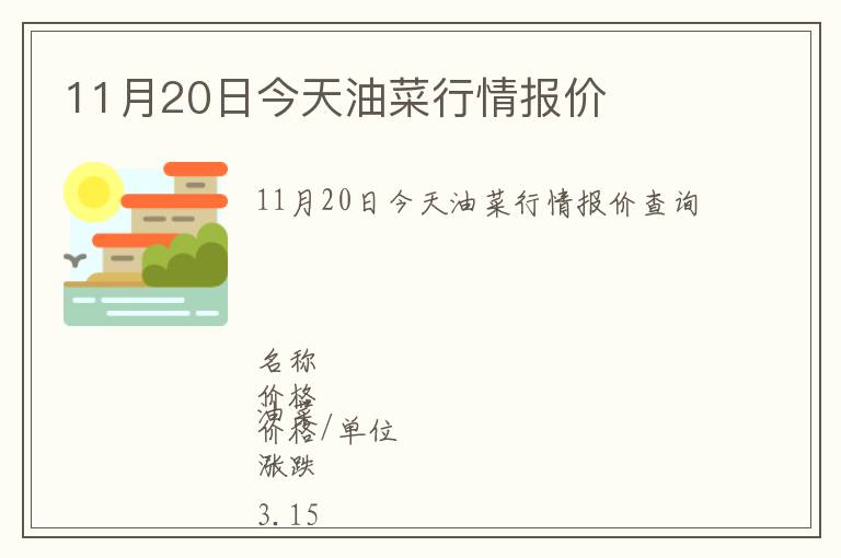 11月20日今天油菜行情報價