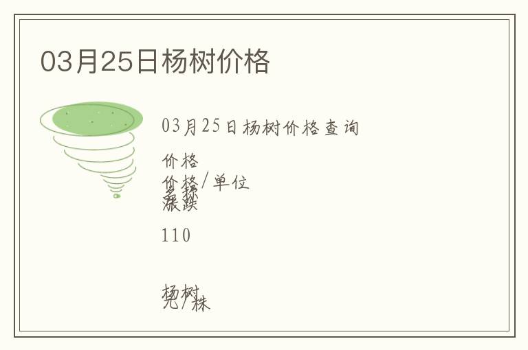 03月25日楊樹價格