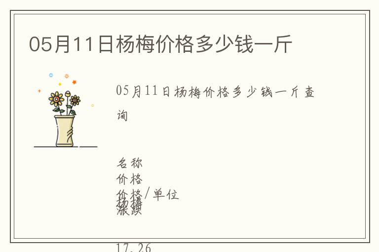 05月11日楊梅價格多少錢一斤