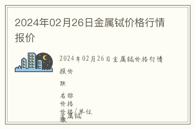 2024年02月26日金屬鋱價格行情報價