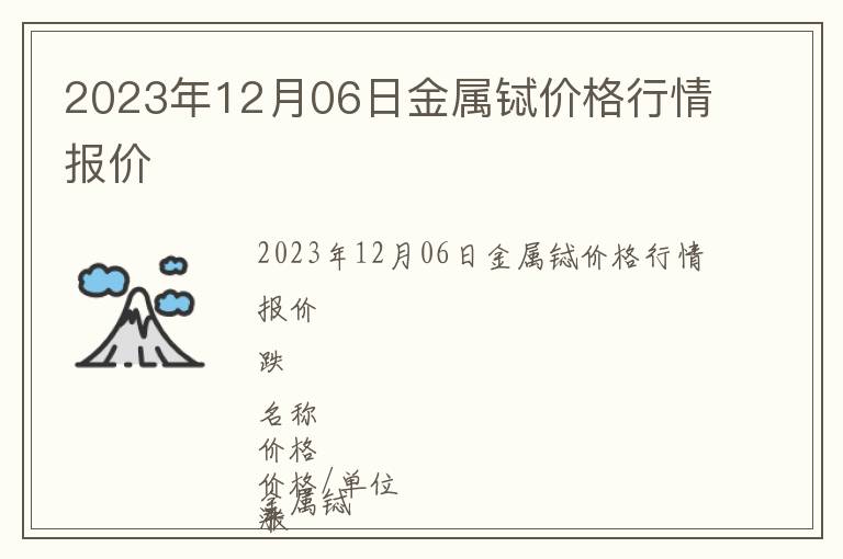 2023年12月06日金屬鋱價格行情報價