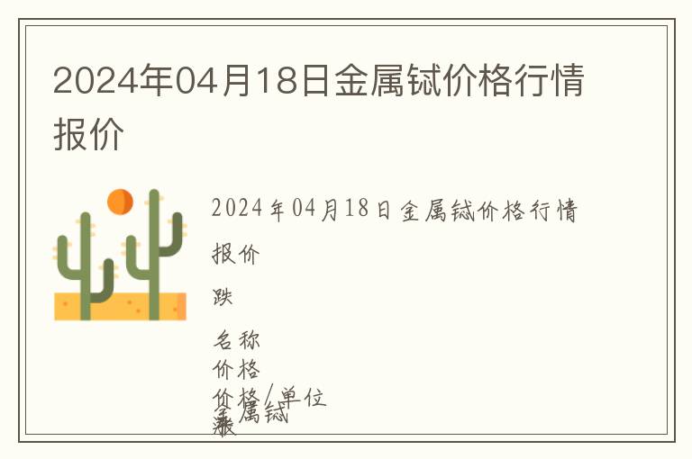2024年04月18日金屬鋱價格行情報價