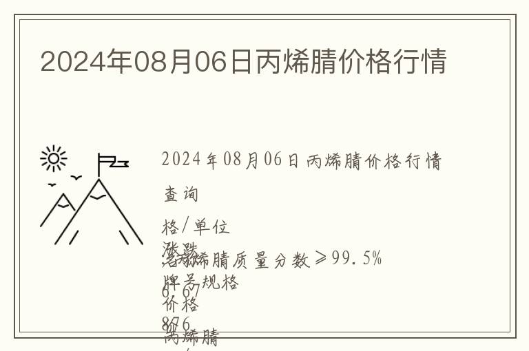 2024年08月06日丙烯腈價格行情