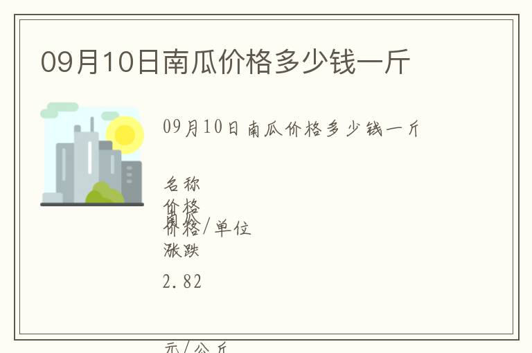 09月10日南瓜價格多少錢一斤