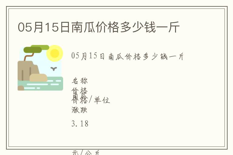 05月15日南瓜價格多少錢一斤