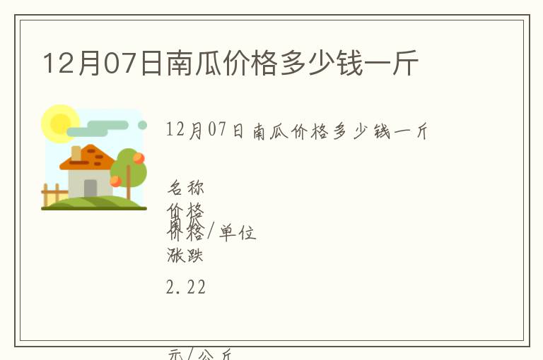 12月07日南瓜價格多少錢一斤