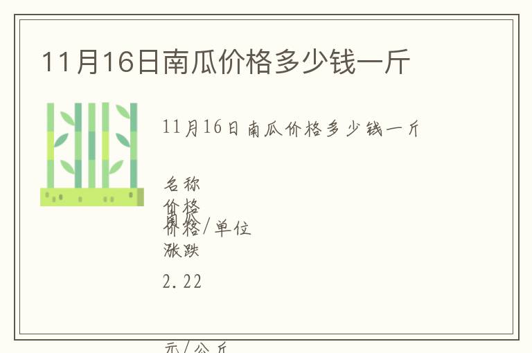 11月16日南瓜價格多少錢一斤