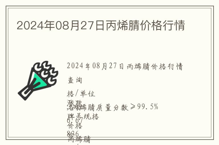 2024年08月27日丙烯腈價格行情