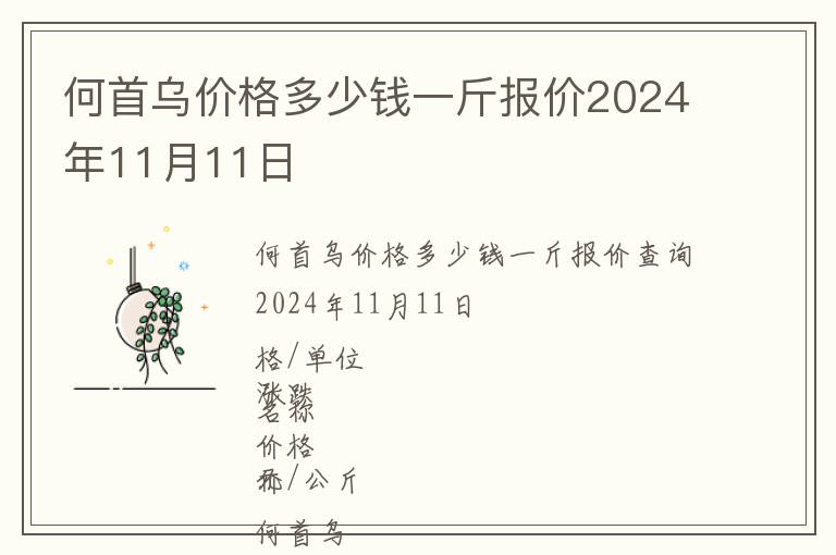 何首烏價格多少錢一斤報價2024年11月11日