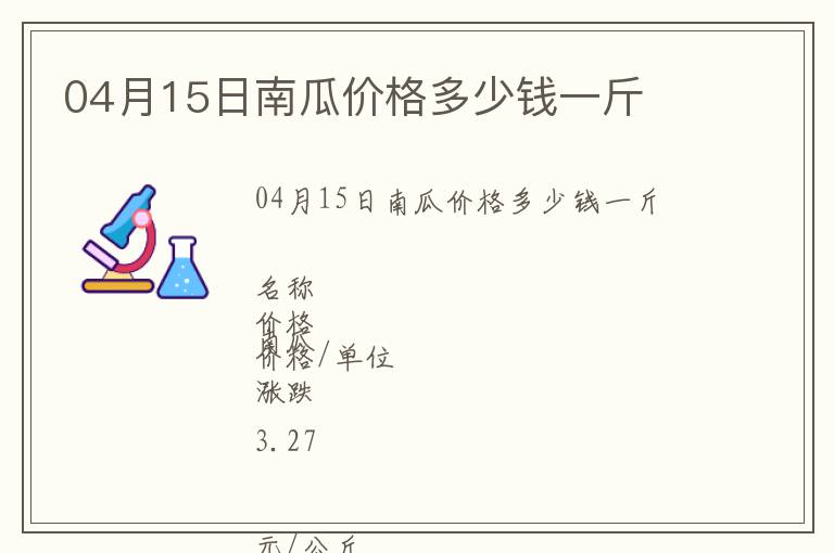 04月15日南瓜價格多少錢一斤