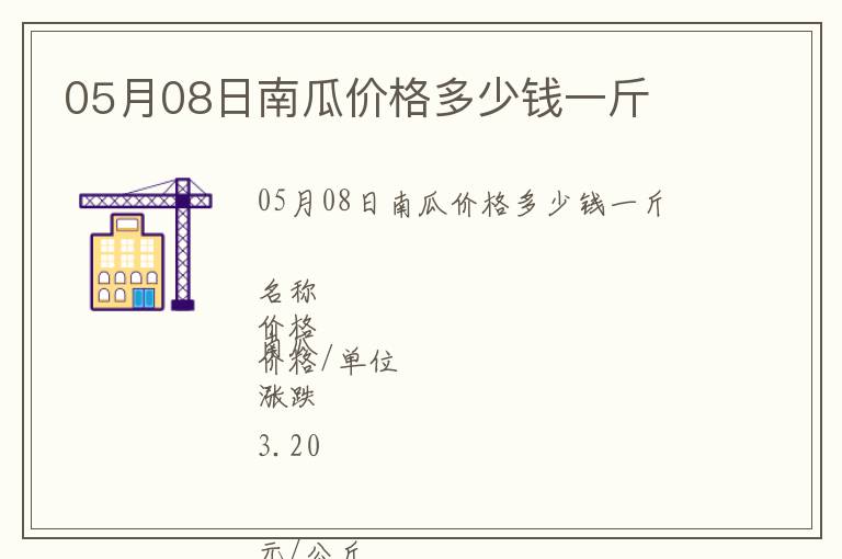 05月08日南瓜價(jià)格多少錢一斤