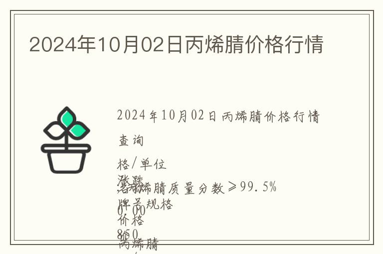 2024年10月02日丙烯腈價(jià)格行情