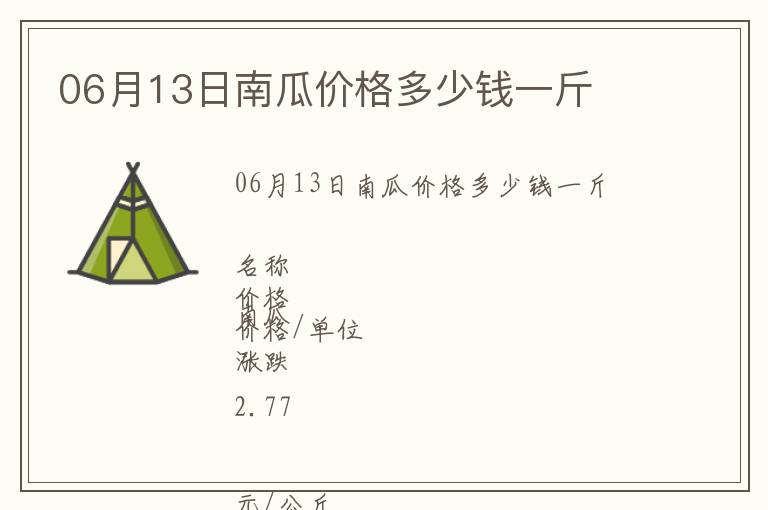 06月13日南瓜價格多少錢一斤