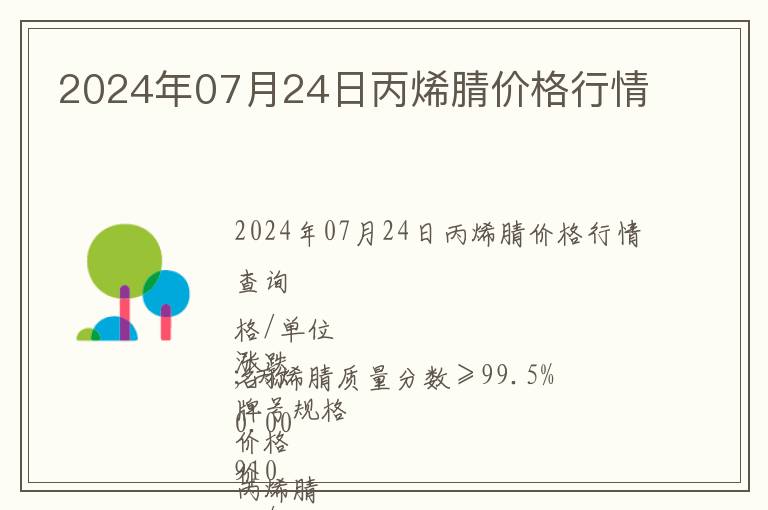 2024年07月24日丙烯腈價格行情