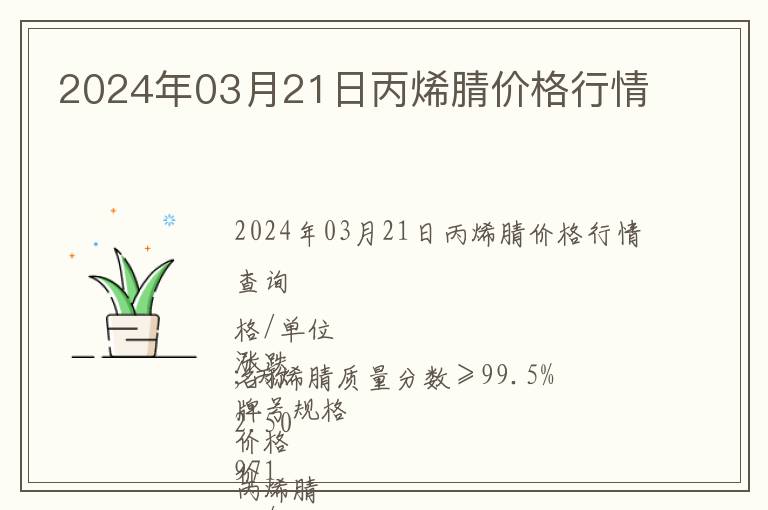 2024年03月21日丙烯腈價(jià)格行情