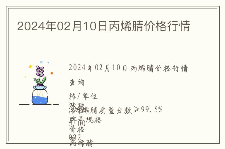 2024年02月10日丙烯腈價(jià)格行情