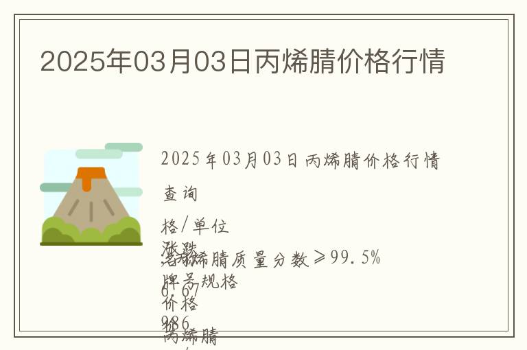2025年03月03日丙烯腈價(jià)格行情