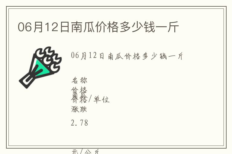 06月12日南瓜價格多少錢一斤