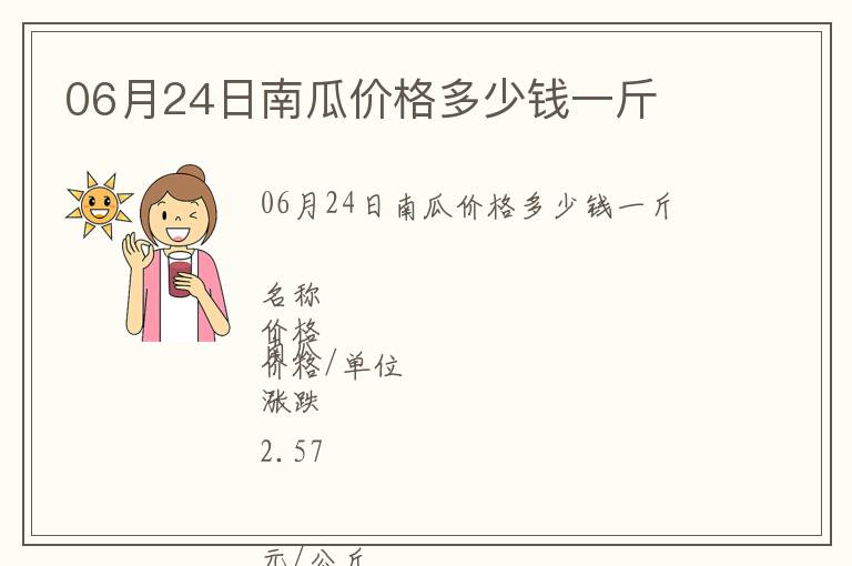 06月24日南瓜價格多少錢一斤