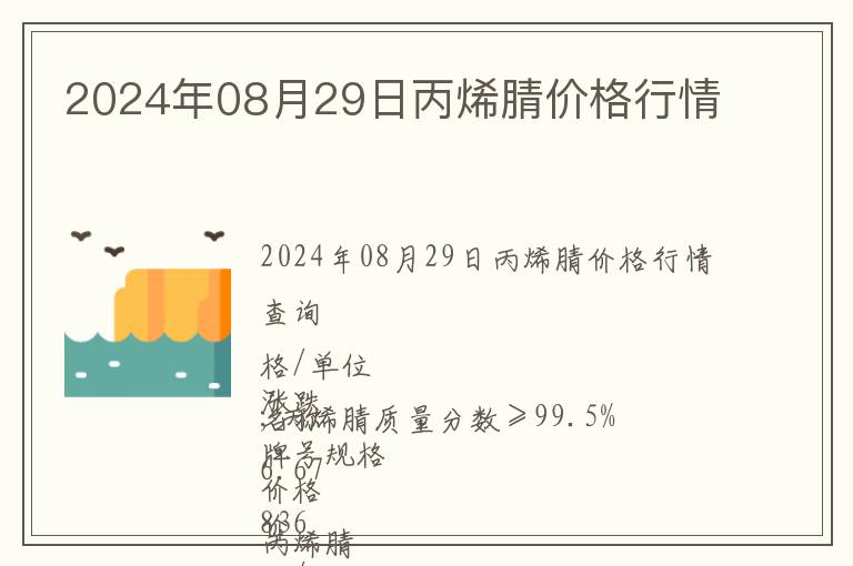 2024年08月29日丙烯腈價(jià)格行情