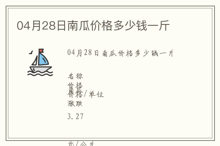 04月28日南瓜價格多少錢一斤