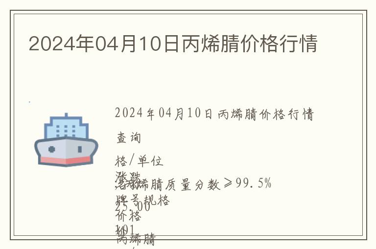 2024年04月10日丙烯腈價格行情