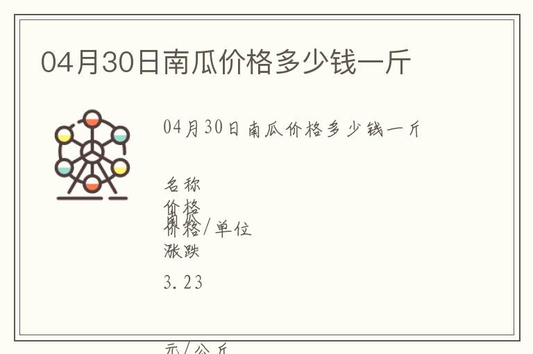 04月30日南瓜價格多少錢一斤