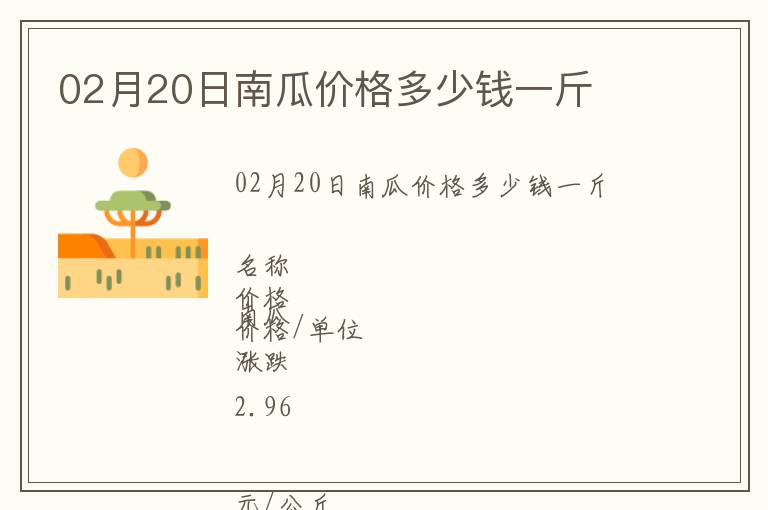 02月20日南瓜價格多少錢一斤