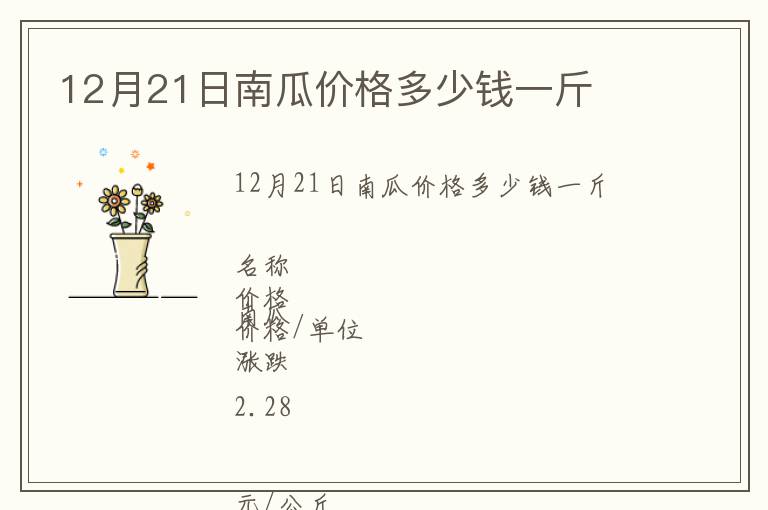 12月21日南瓜價格多少錢一斤