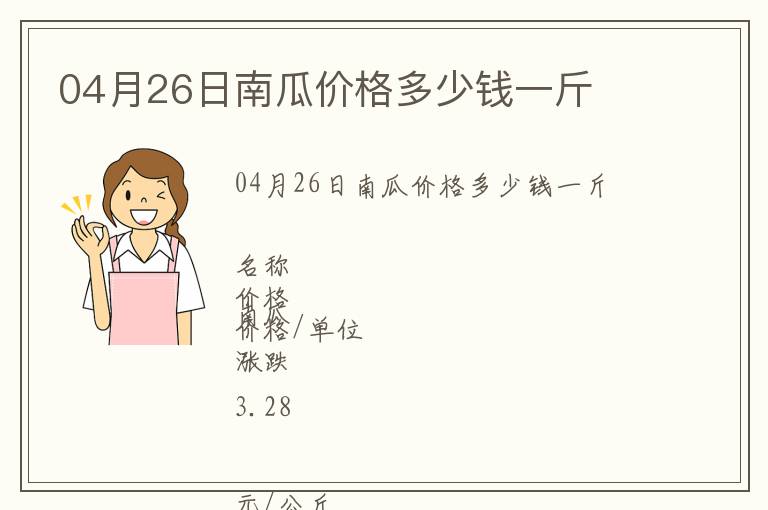 04月26日南瓜價格多少錢一斤