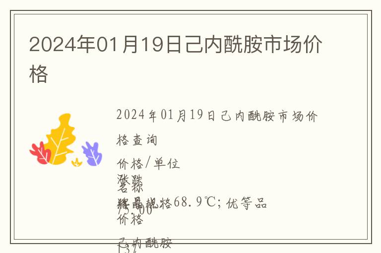 2024年01月19日己內(nèi)酰胺市場價格