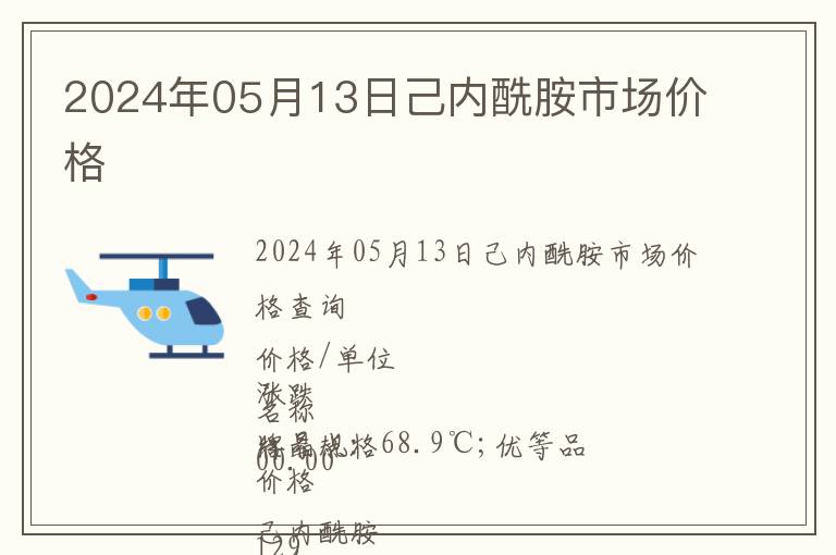 2024年05月13日己內酰胺市場價格